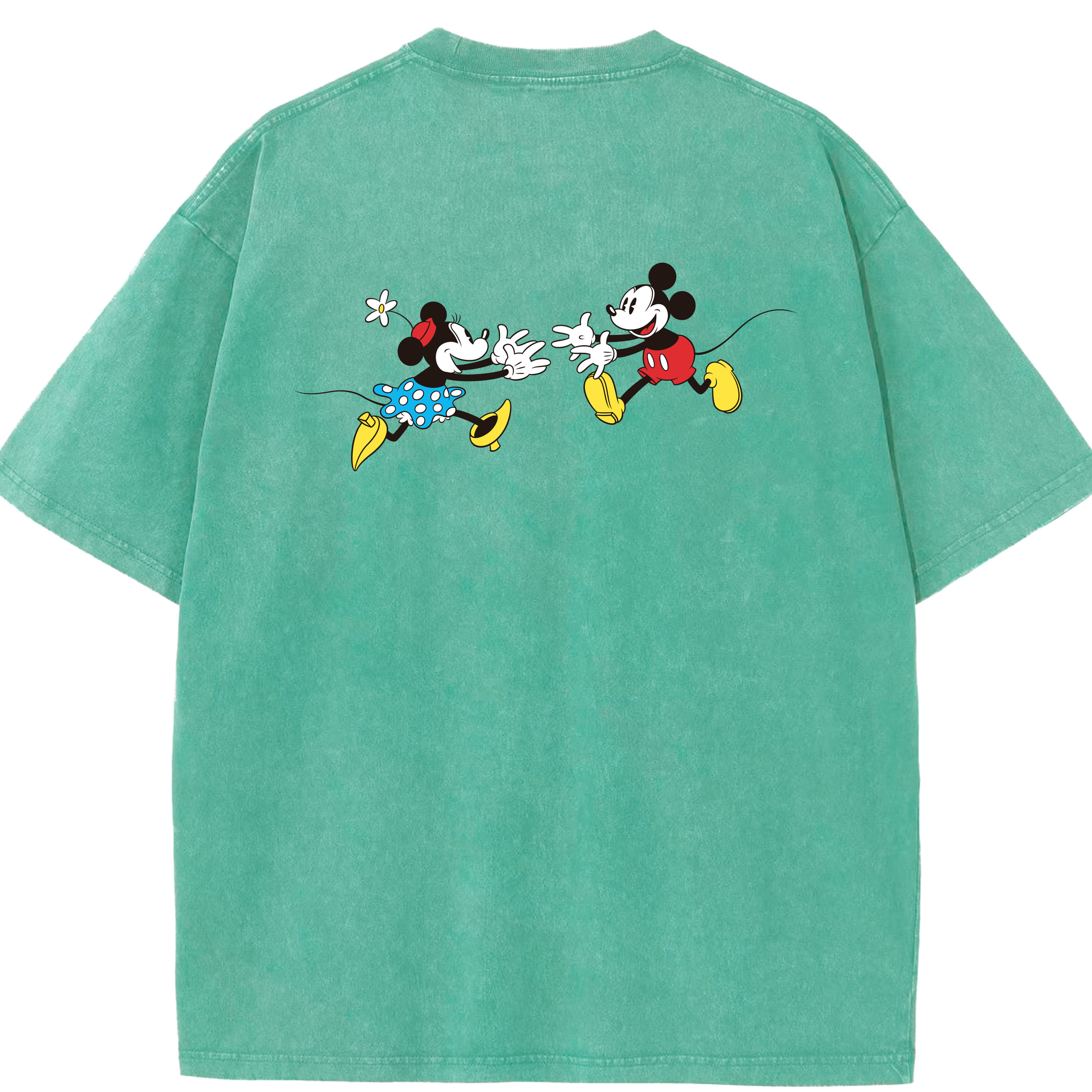 （画像用） ミッキーマウス Mickey Mouse 綿100% ヴィンテージ風 半袖Tシャツ（背面プリント）
